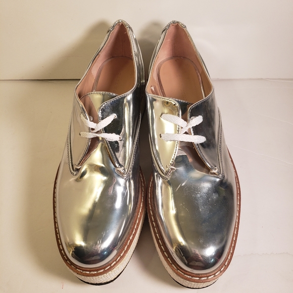 Zara Woman Derby Silver Platform Shoes 39 - Picture 8 of 13